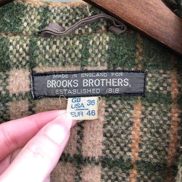 Brooks Brothers Vintage Wool Plaid Interior Long Trench Winter Coat Jacket Tan - Picture 7 of 16